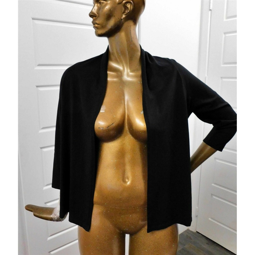 Eileen Fisher Black Lightweight Stretch Knit Cardigan Sweater Jacket sz M